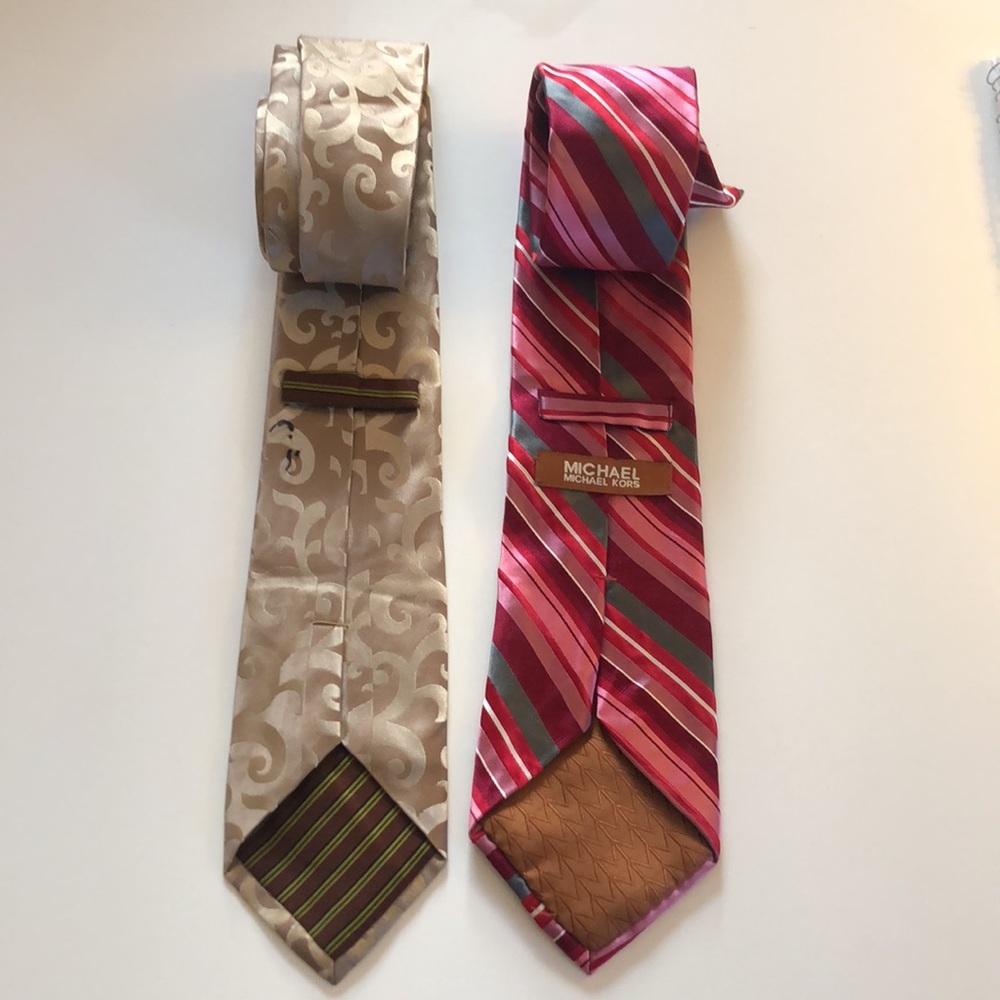 Red Tie & Gold Tie Michael Kors Pinstripe Silk